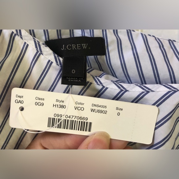J. Crew One Shoulder Pinstriped Blouse - Picture 3 of 5